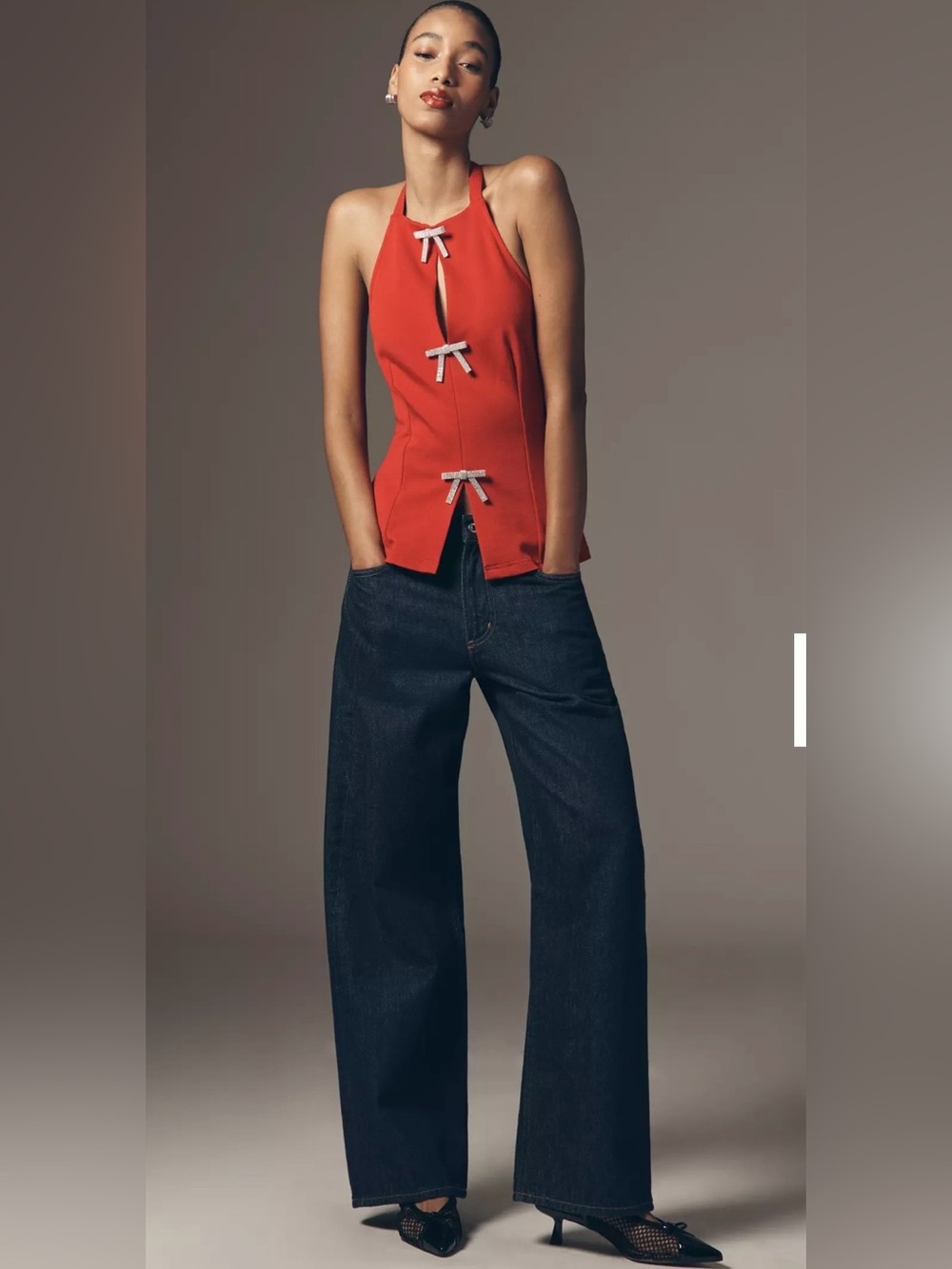 Maeve Bow Embellished Red Tank
Top Medium nwt